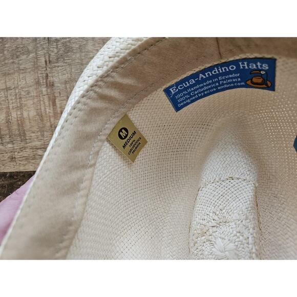 ECUA-ANDINO Genuine Handmade 100% Carludovica Palmata Panama Hat M Fedora Beach - Picture 5 of 7